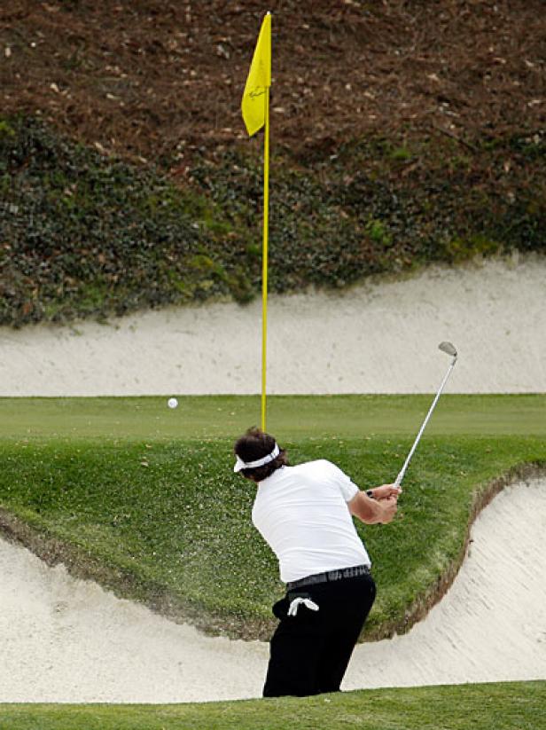 Phil Mickelson's second shot, 12th hole, Friday