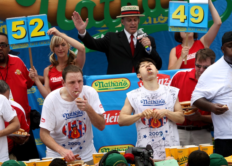 Champions Compete In Nathan's Annual Hot Dog Eating Contest