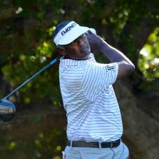 THOUSAND OAKS, CA - OCTOBER 26:  Vijay Singh of the Fiji Islands makes a tee shot on the seventh hole during round one of the PGA Champions Tour 2018 Invesco QQQ Championship at the Sherwood Country Club on October 26, 2018 in Thousand Oaks, California. (Photo by Robert Laberge/Getty Images)