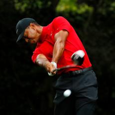 AUGUSTA, GEORGIA - APRIL 14: Tiger Woods of the United States plays his shot from the second tee during the final round of the Masters at Augusta National Golf Club on April 14, 2019 in Augusta, Georgia. (Photo by Kevin C. Cox/Getty Images)