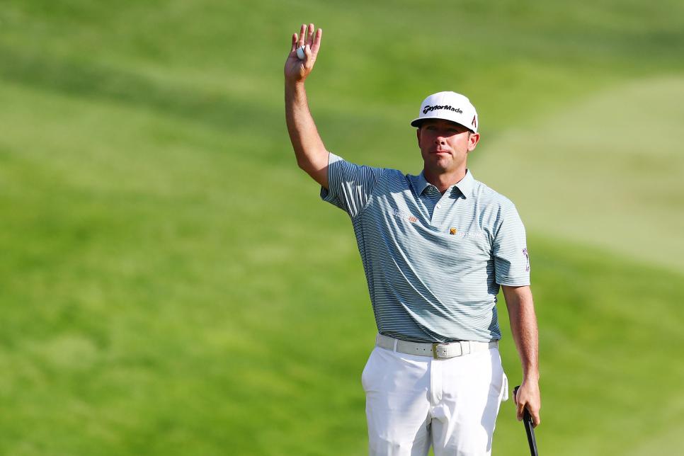 CROMWELL, CONNECTICUT - JUNE 23: Chez Reavie of the United States celebrates on the 18th green after making a par to win the Travelers Championship at TPC River Highlands on June 23, 2019 in Cromwell, Connecticut. (Photo by Tim Bradbury/Getty Images)
