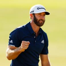 ATLANTA, GEORGIA - SEPTEMBER 07: Dustin Johnson of the United States celebrates on the 18th green after winning the FedEx Cup in the final round of the TOUR Championship at East Lake Golf Club on September 07, 2020 in Atlanta, Georgia. (Photo by Kevin C. Cox/Getty Images)