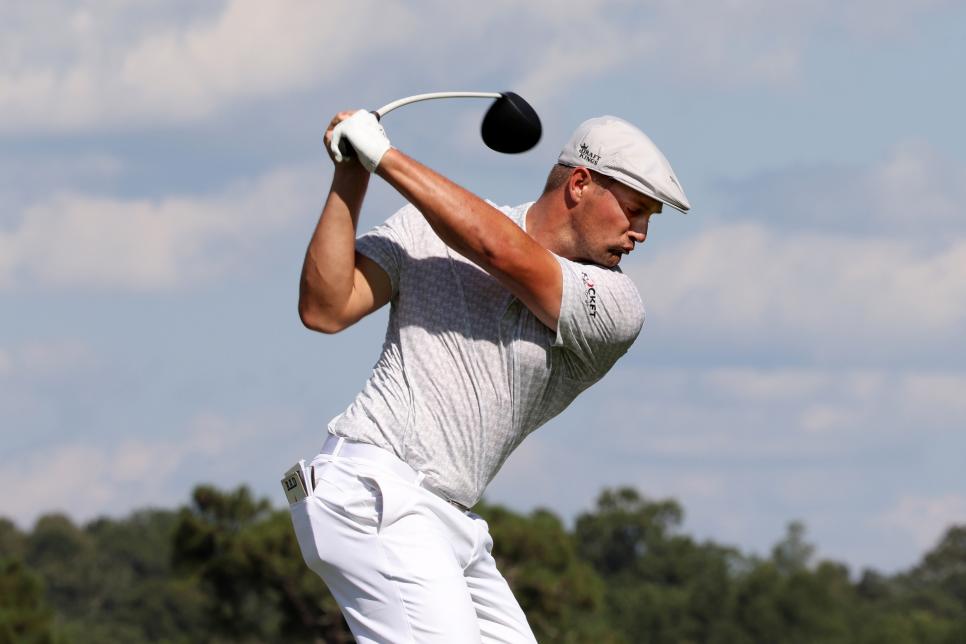 ATLANTA, GEORGIA - SEPTEMBER 02: Bryson DeChambeau of the United States plays his shot from the 14th tee during the first round of the TOUR Championship at East Lake Golf Club on September 02, 2021 in Atlanta, Georgia. (Photo by Kevin C. Cox/Getty Images)
