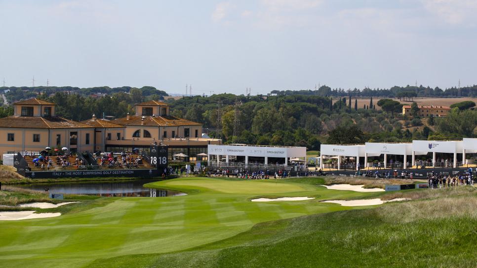 ROME, ITALY - SEPTEMBER 04: A view of the 18th hole during Day Three of The Italian Open at Marco Simone Golf Club on September 04, 2021 in Rome, Italy. (Photo by Luke Walker/Getty Images)