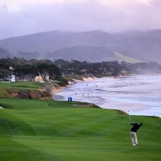 PEBBLE BEACH, CALIFORNIA - FEBRUARY 05: Peter Malnati of the United States plays a shot on the ninth hole during the final round of the AT&T Pebble Beach Pro-Am at Pebble Beach Golf Links on February 05, 2023 in Pebble Beach, California. (Photo by Orlando Ramirez/Getty Images)