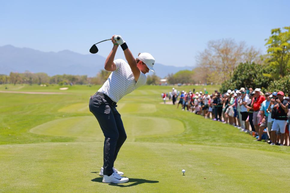 PUERTO VALLARTA, MEXICO - APRIL 29: Cameron Champ of United States plays a shot from the third tee during the second round of the Mexico Open at Vidanta on April 29, 2022 in Puerto Vallarta, Jalisco. (Photo by Hector Vivas/Getty Images)