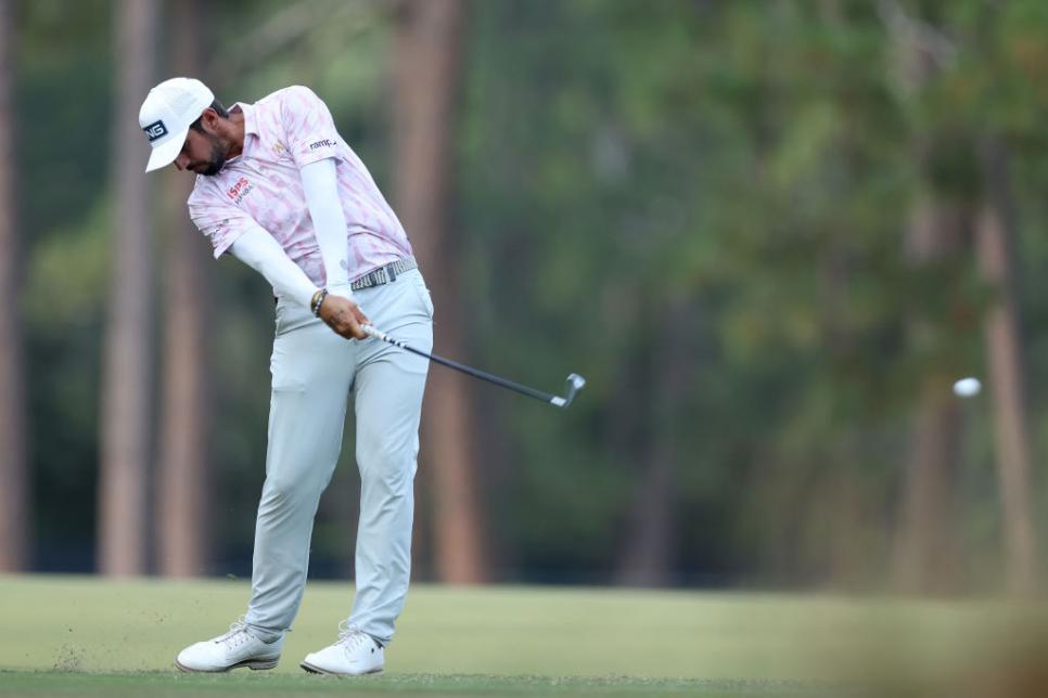 PINEHURST, NORTH CAROLINA - JUNE 14: Matthieu Pavon of France plays his shot from the seventh tee during the second round of the 124th U.S. Open at Pinehurst Resort on June 14, 2024 in Pinehurst, North Carolina. (Photo by Gregory Shamus/Getty Images)