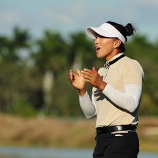 NAPLES, FLORIDA - NOVEMBER 19: Amy Yang of Korea celebrates making her putt to win on the 18th green during the final round of the CME Group Tour Championship at Tiburon Golf Club on November 19, 2023 in Naples, Florida. (Photo by Michael Reaves/Getty Images)