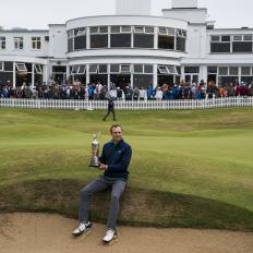 Golf: British Open: Jordan Spieth victorious, posing with trophy after winning the Open Championships on Sunday play at Royal Birkdale GC.
Southport, England 7/23/2017
CREDIT: Thomas Lovelock (Photo by Thomas Lovelock /Sports Illustrated via Getty Images)
(Set Number: SI951 TK4 )