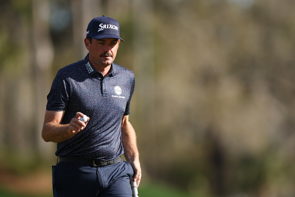 2205081721 PONTE VEDRA BEACH, FLORIDA - MARCH 14: Keegan Bradley of the United States reacts on the 14th green during the second round of THE PLAYERS Championship on the Stadium Course at TPC Sawgrass on March 14, 2025 in Ponte Vedra Beach, Florida. (Photo by Jared C. Tilton/Getty Images)