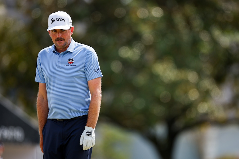 2204189172 ORLANDO, FLORIDA - MARCH 09: Keegan Bradley looks on while playing the 14th hole during the final round of the Arnold Palmer Invitational presented by Mastercard 2025 at Arnold Palmer Bay Hill Golf Course on March 09, 2025 in Orlando, Florida. (Photo by Mike Ehrmann/Getty Images)