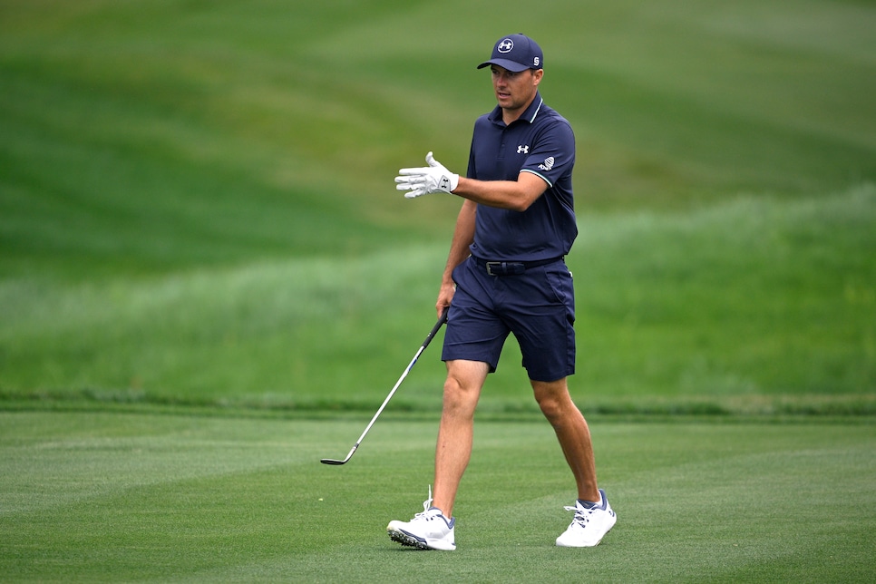 2212599563 MCKINNEY, TEXAS - APRIL 29: Jordan Spieth of the United States walks the first hole prior to THE CJ CUP Byron Nelson 2025 at TPC Craig Ranch on April 29, 2025 in McKinney, Texas. (Photo by Orlando Ramirez/Getty Images for The CJ Cup)