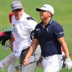 ORLANDO, FLORIDA - MARCH 05: Kurt Kitayama of the United States and caddie Tim Tucker walk the fourth hole during the final round of the Arnold Palmer Invitational presented by Mastercard at Arnold Palmer Bay Hill Golf Course on March 05, 2023 in Orlando, Florida. (Photo by Michael Reaves/Getty Images)