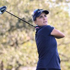 BELLEAIR, FLORIDA - NOVEMBER 09: Lexi Thompson of the United States plays her shot from the fifth tee during the first round of The ANNIKA driven by Gainbridge at Pelican at Pelican Golf Club on November 09, 2023 in Belleair, Florida. (Photo by Julio Aguilar/Getty Images)