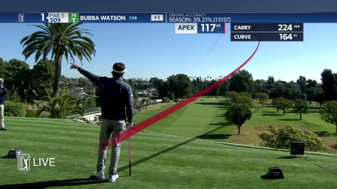 Bubba Watson's tee shot on the par-4 1st hole at The Genesis Invitational