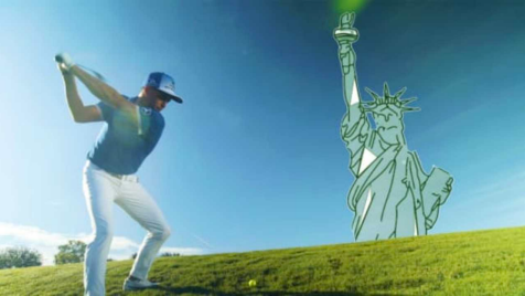 Rickie Fowler Easily Hits a Golf Ball Higher Than the Statue of Liberty