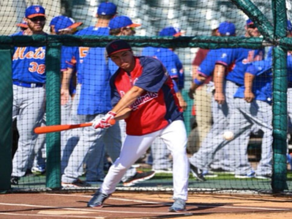 Rickie Fowler takes batting practice at St. Louis Cardinals facility, This  is the Loop