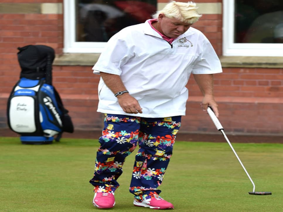 John Daly is at the British Open, wearing pants with busty women and  SpongeBob 