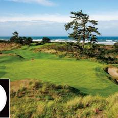 The Preserve\'s 11th (95 to 142 yards) overlooks the final holes of the Bandon Dunes course.