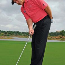 stop steering: Practicing with only your right arm will help you forget about mechanics and instead putt by feel.