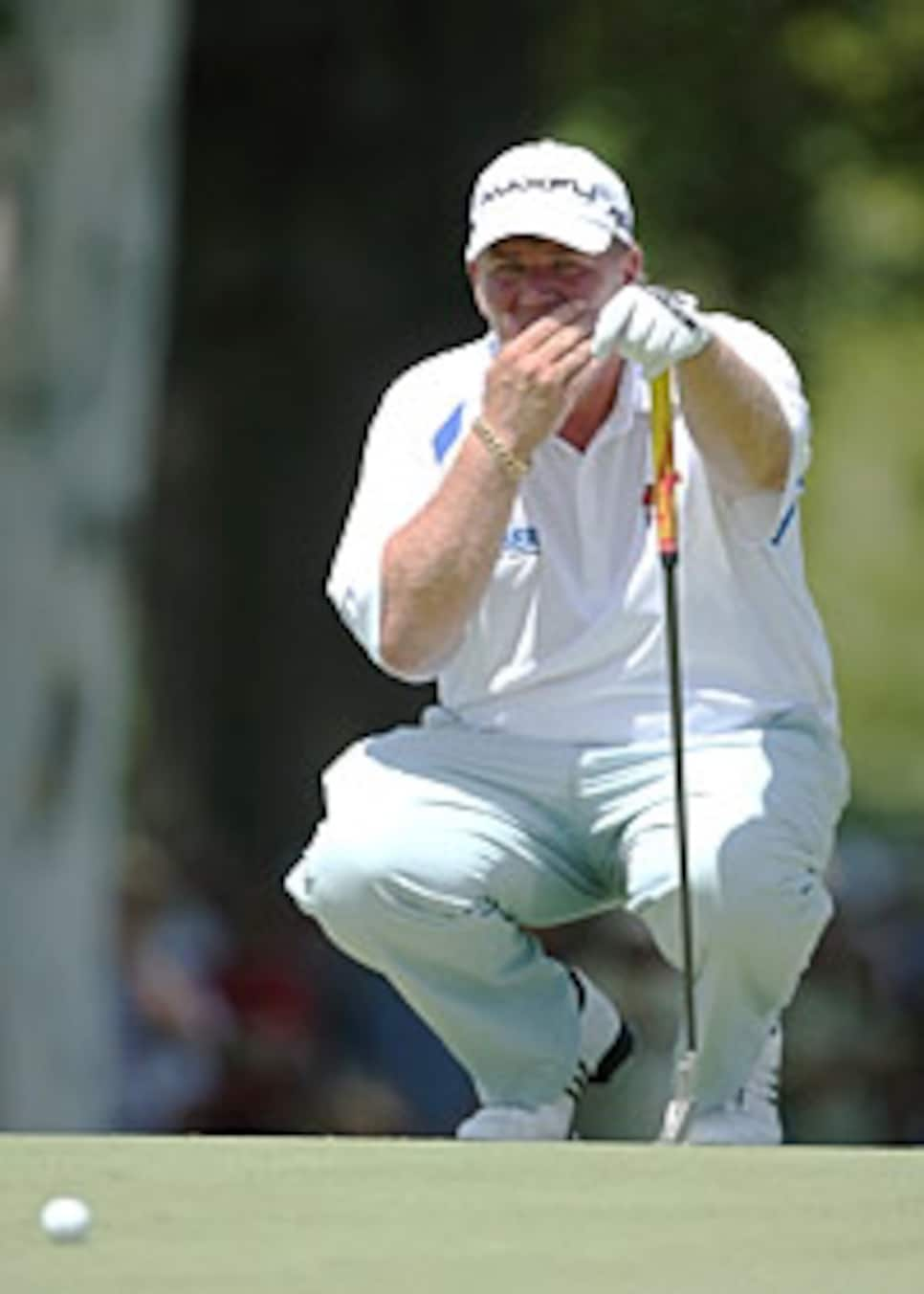 John Daly rocking Loudmouth's bright red 'Particle Accelerator