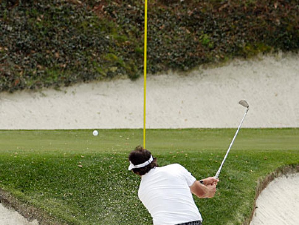 Phil Mickelson's second shot, 12th hole, Friday