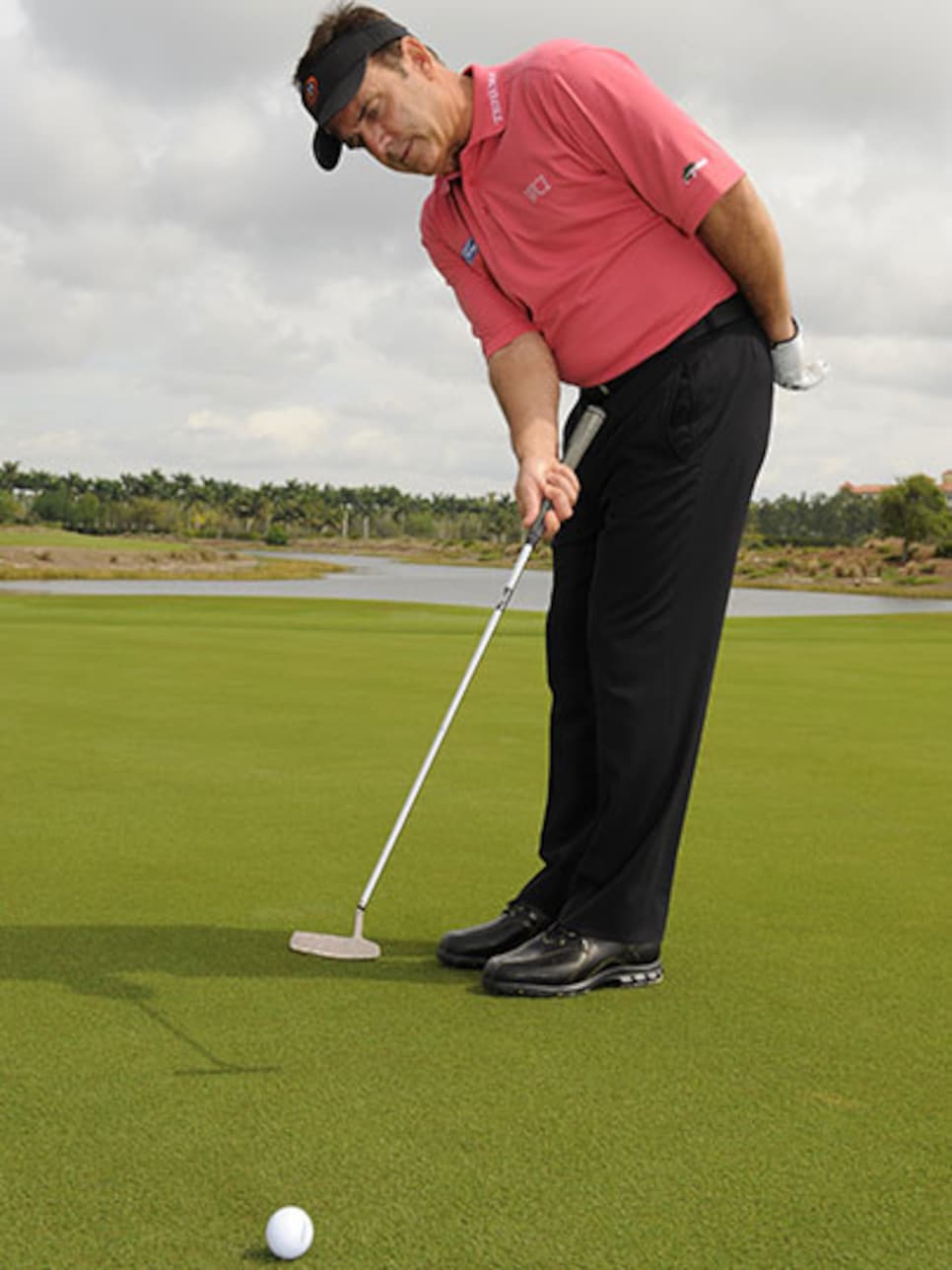 Putt with your right arm only on the practice green