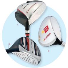 __1__ / The YONEX Nanospeed i 3-wood is 205cc, ideal for a backup driver.

__2__ / The NICKLAUS Claw series includes a driver-like 13-degree version of its 3-wood.

__3__ / The TAYLORMADE Tour Burner comes in two versions: high launch (190cc 3-wood) and tour launch (160cc 3-wood).