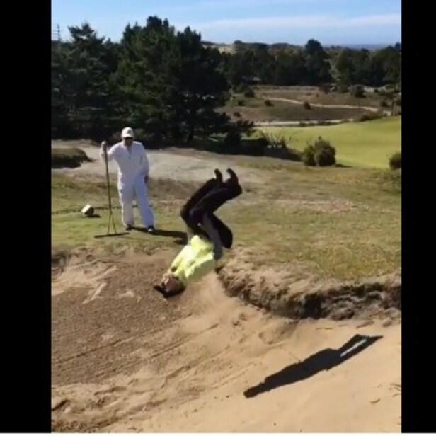 Watch this woman fail at a bunker backflip Golf News and Tour