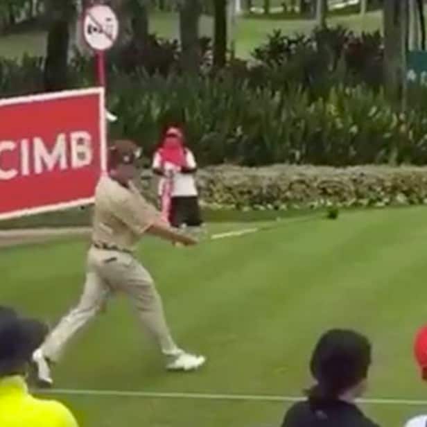 John Peterson does the Happy Gilmore swing in an actual event, is your