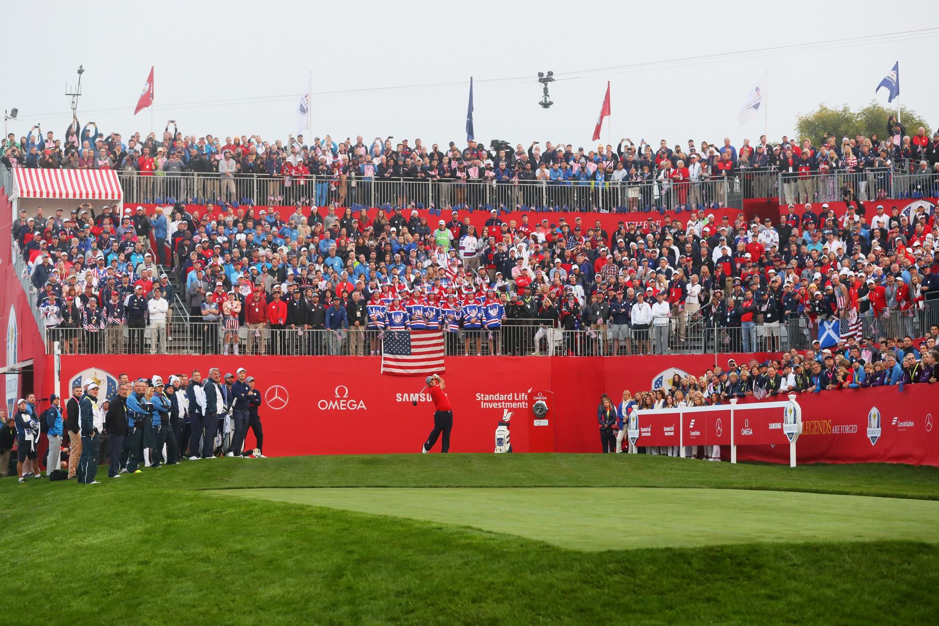 The Ryder Cup first tee is absolutely rocking This is the Loop Golf