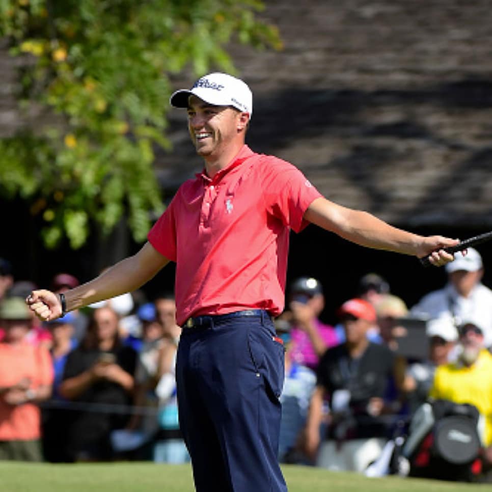 Watch Justin Thomas eagle his final hole to shoot 59 at the Sony Open This is the Loop Golf Digest