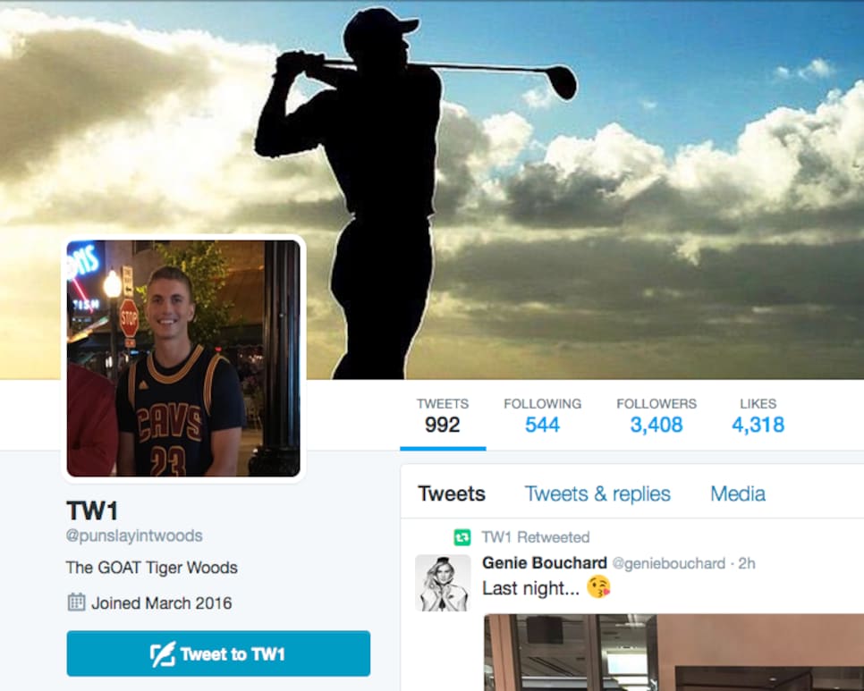 Guy who won that Super Bowl Twitter bet to go on a date with Genie Bouchard  is a huge Tiger Woods fan, This is the Loop