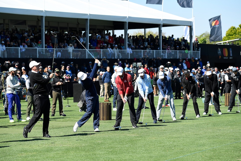 Watch the PGA Tour honor Arnold Palmer with a driving range salute at