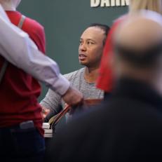 Tiger Woods signs copies of his new book "The 1997 Masters: My Story" at Barnes & Noble Union Square on March 20, 2017 in New York City.