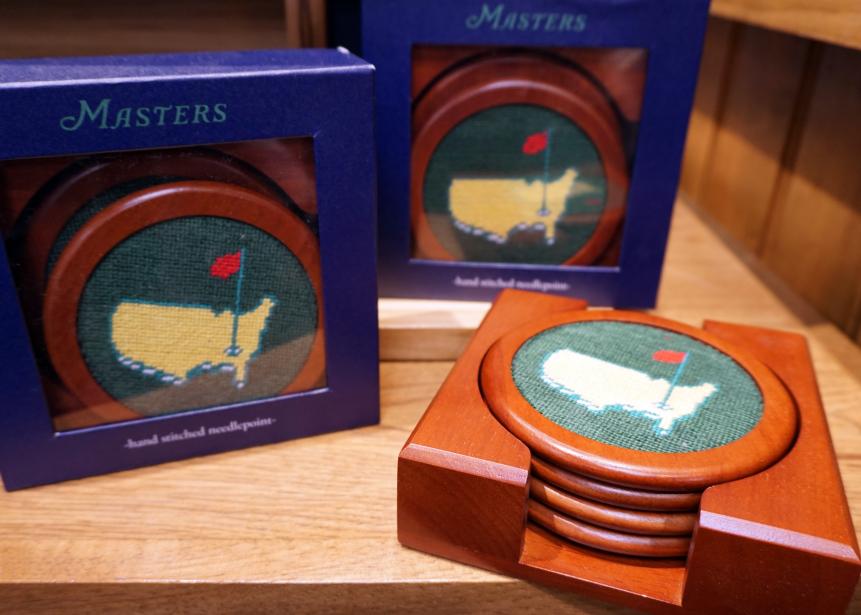Needlepoint coastersYou won't often come across needlepoint coasters, so this Masters-edition option ($75 for a set of four) is a must.
