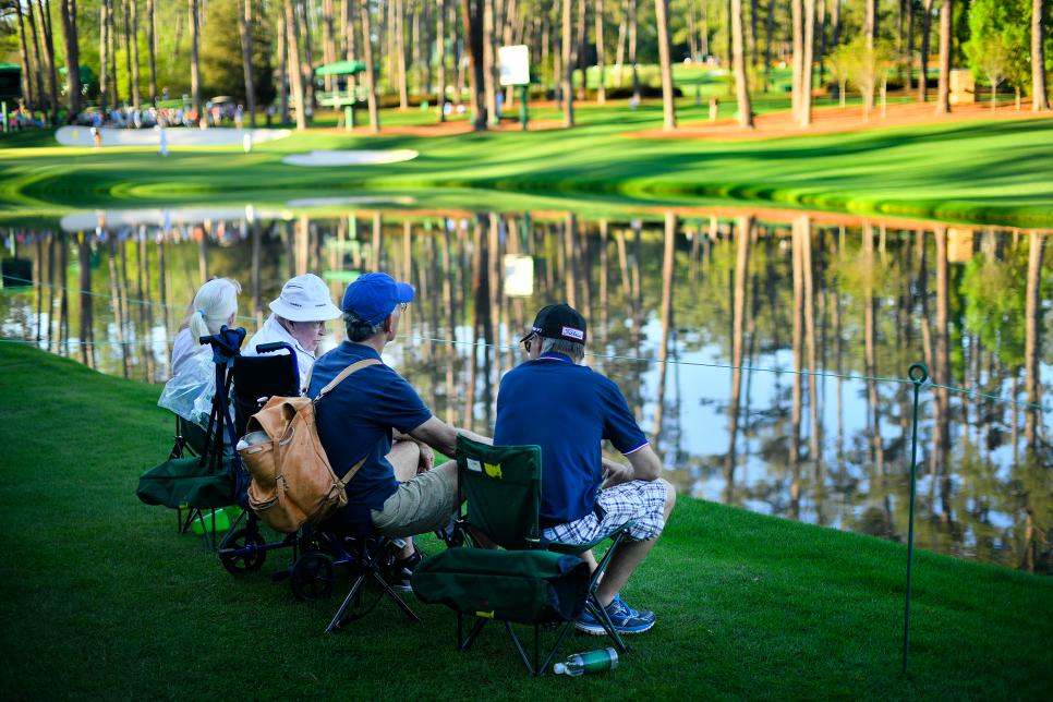 General view of patrons during a practice round of the 2017 Masters Tournament held in Augusta, GA at Augusta National Golf Club on Tuesday, April 4, 2017.