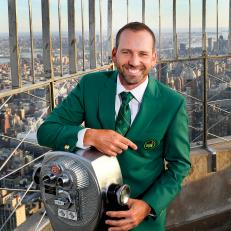 NEW YORK, NY - APRIL 10: Sergio Garcia visits the Empire State Building a day after winning the 81st Masters tournament during the Master\'s winner media tour throughout  New York City on April 10, 2017 in New York City, New York. (Photo by Stan Badz/PGA TOUR)