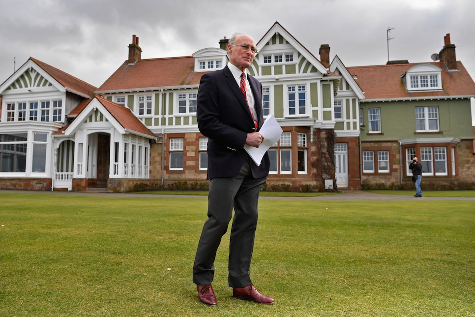 <<enter caption here>> at Muirfield on March 14, 2017 in Gullane, Scotland.