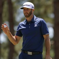 WILMINGTON, NC - MAY 7: Dustin Johnson waves after putting on the seventh green during the final round of the Wells Fargo Championship at Eagle Point Golf Club on May 7, 2017 in Wilmington, North Carolina. (Photo by Streeter Lecka/Getty Images)