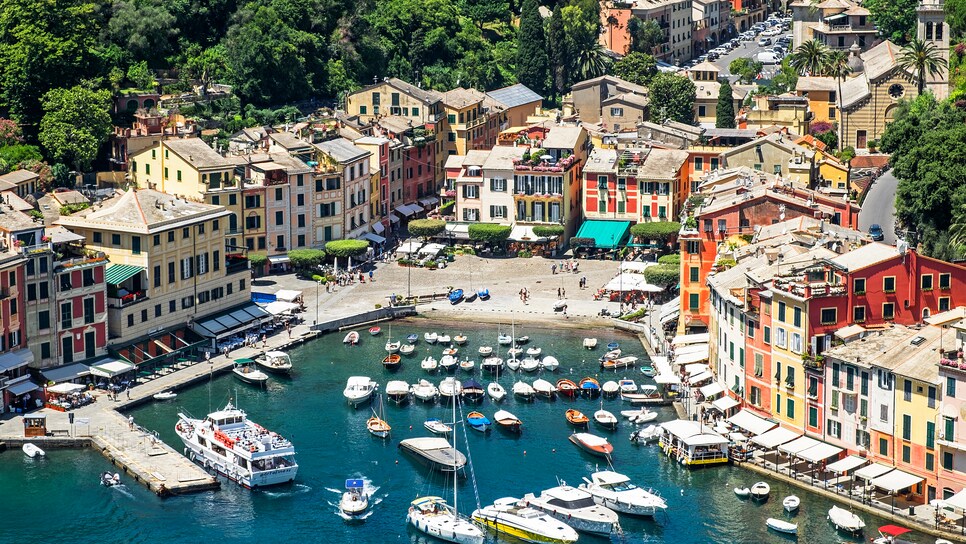 Boats In The Harbor At Portofino, On The Italian Riviera