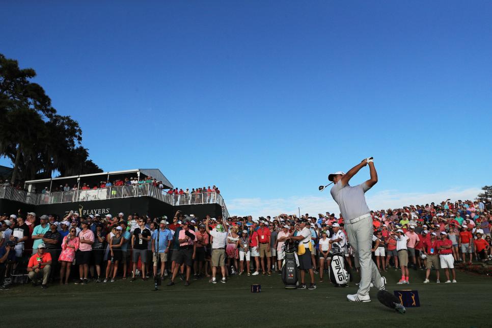 during the final round of THE PLAYERS Championship at the Stadium course at TPC Sawgrass on May 14, 2017 in Ponte Vedra Beach, Florida.