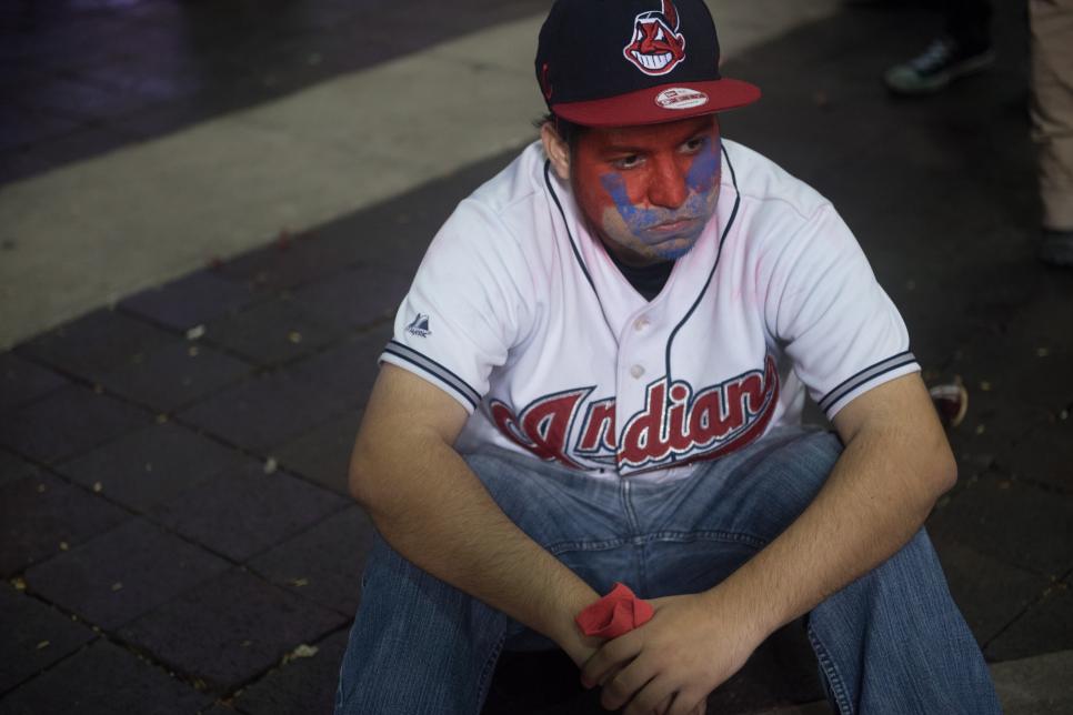Cleveland Indians Fans Gather To The Final Game Of World Series Against The Chicago Cubs