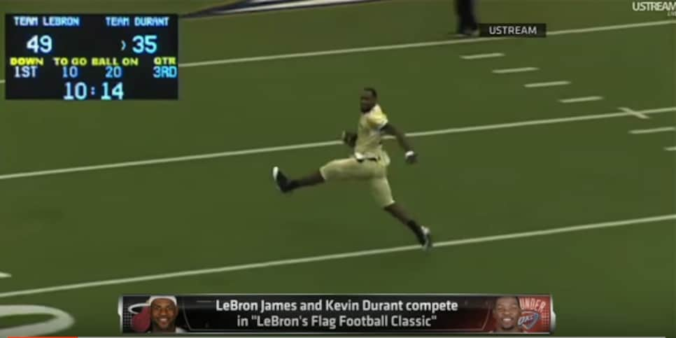 Watch LeBron James and Kevin Durant face off. . . in flag football