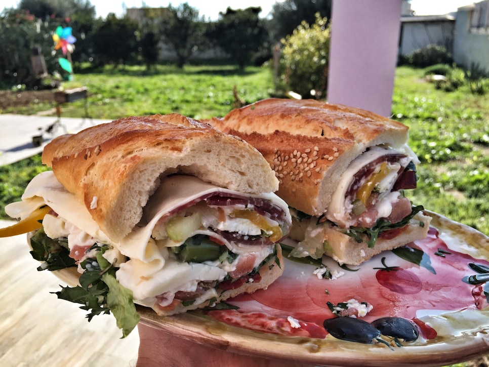 Close-Up Of Sandwiches Served In Plate At Yard