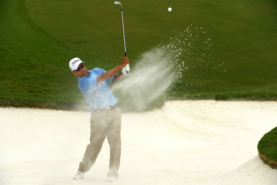 during the first round of the 2017 PGA Championship at Quail Hollow Club on August 10, 2017 in Charlotte, North Carolina.