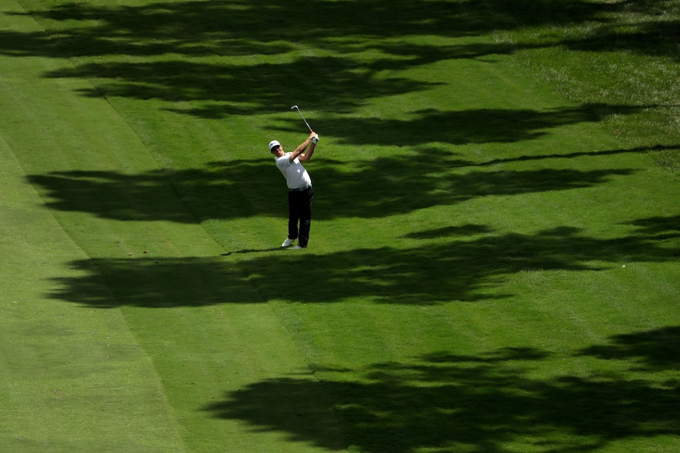 during the second round of the Wyndham Championship at Sedgefield Country Club on August 18, 2017 in Greensboro, North Carolina.