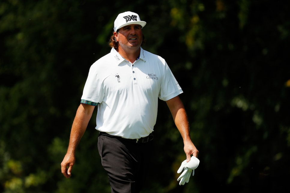 during the first round of the TOUR Championship at East Lake Golf Club on September 21, 2017 in Atlanta, Georgia.