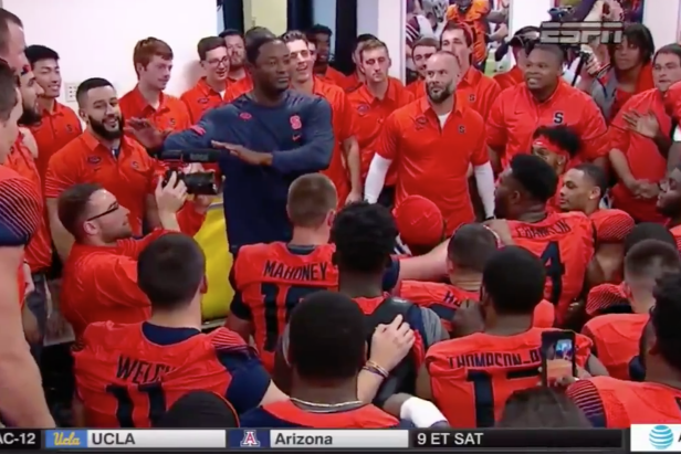 Syracuse coach Dino Babers' postgame speech will have you running through a brick wall