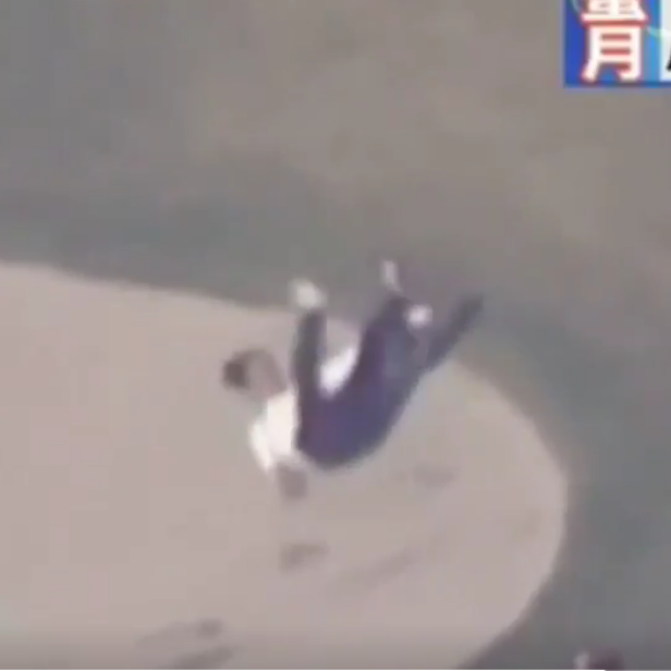 Watch Japanese Prime Minister Shinzo Abe completely wipe out into a